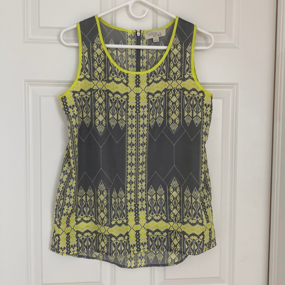 Olive + Oak Tank in Grey and Yellow, Size S